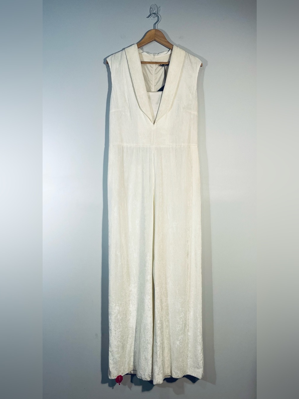 Peserico Cream Velour Corduroy Wide Leg Formal Jumpsuit Size 8